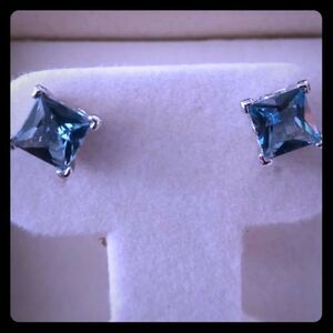 Natural 2.5 ct London Blue Topaz Earrings